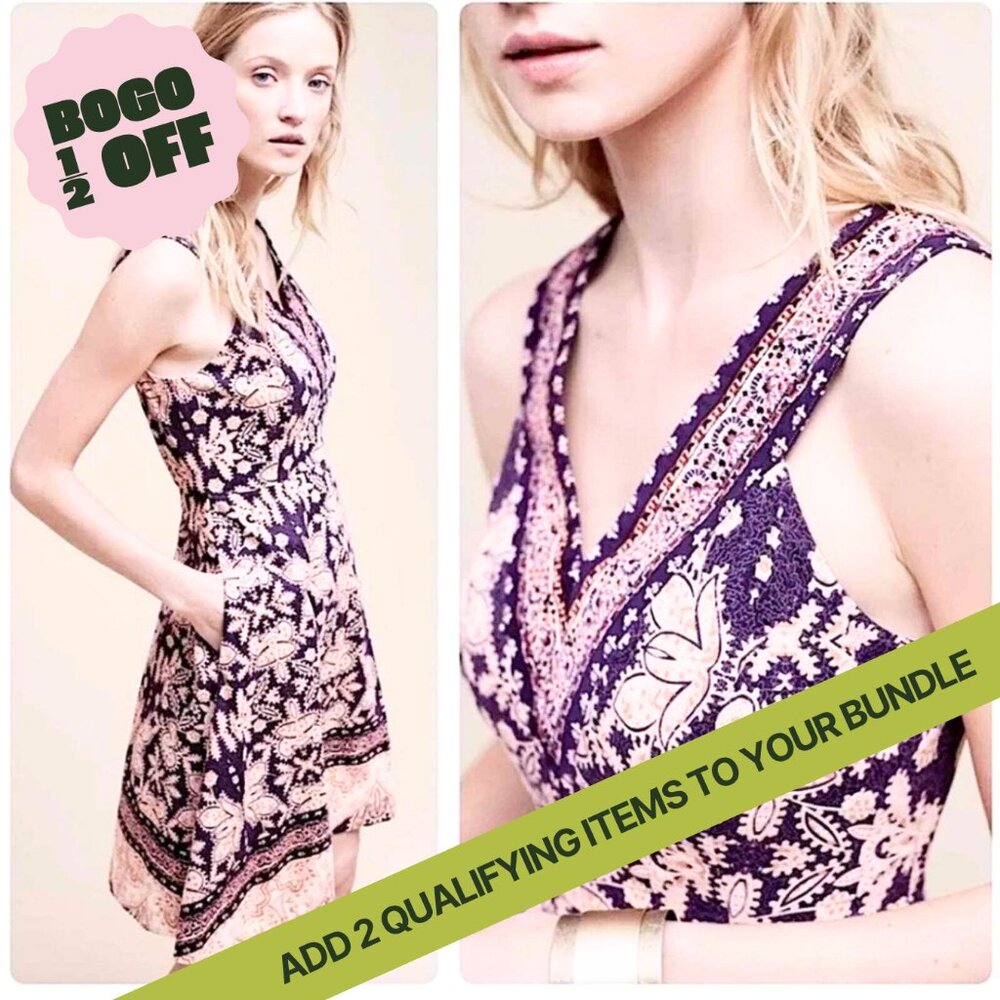 Maeve Cour Royal V-Neck Dress Size 2 EUC